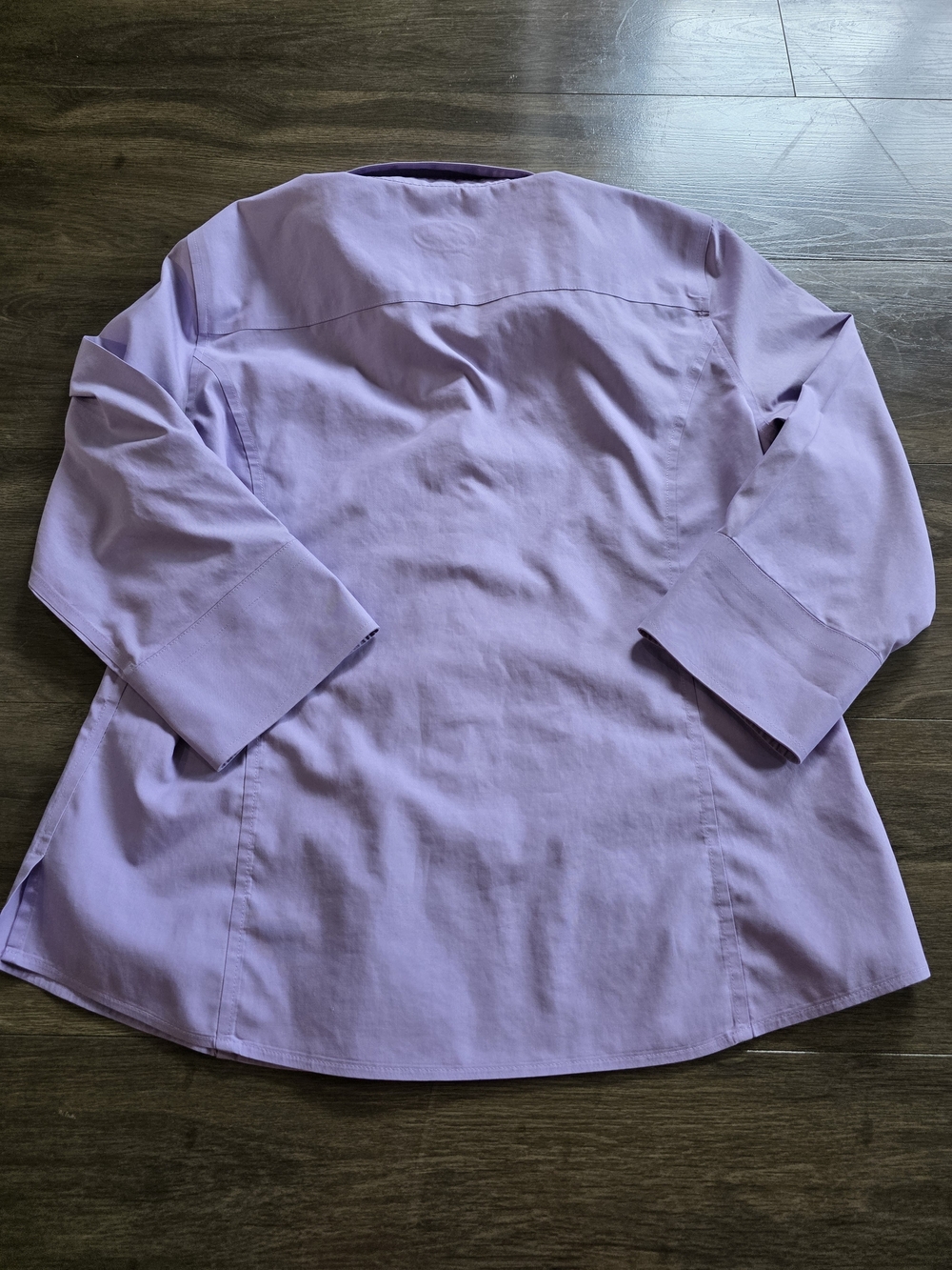 Foxcroft Non-Iron Fitted Blouse Lavender Lilac Button-Down Long Sleeve Sz 10 - Picture 9 of 9